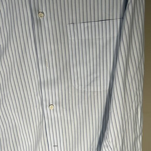 Ermenegildo Zegna dress shirt  blues and whites strip sze large - Picture 3 of 7